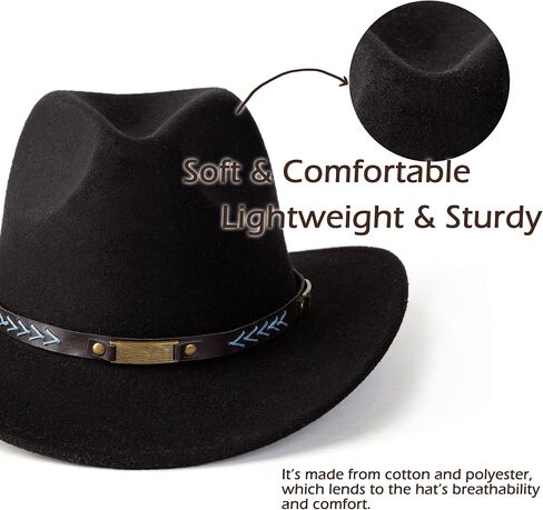 EOGIMI Men Women Western Cowboy Hat Classic Roll Up Cowgirl Hats with Buckle Belt in Kuwait