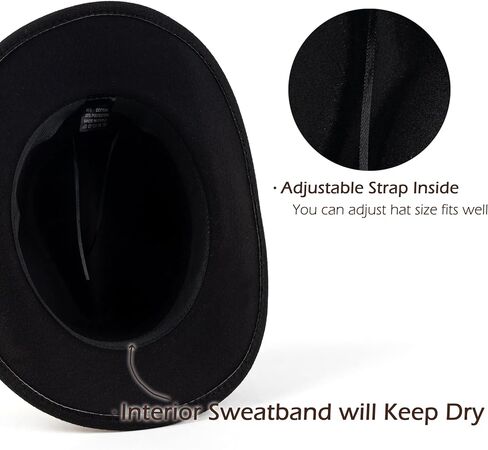 EOGIMI Men Women Western Cowboy Hat Classic Roll Up Cowgirl Hats with Buckle Belt in Kuwait