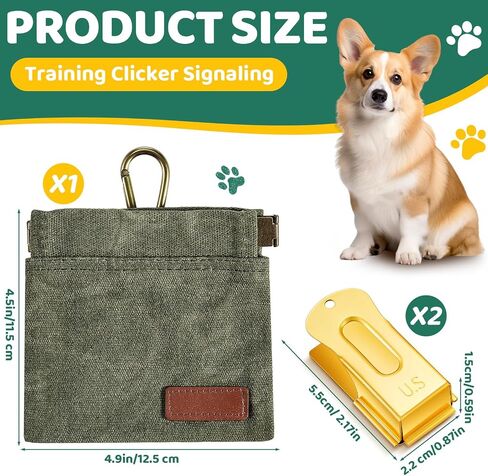 Flutesan 3 Pcs Dog Treat Pouch Training Kit Include 2 Training Clicker Brass Dog Clicker and Dog Treat Pouch Treat Pouches with Clip for Pet Training for Puppy Cats Trainer Pet Owners in Saudi Arabia