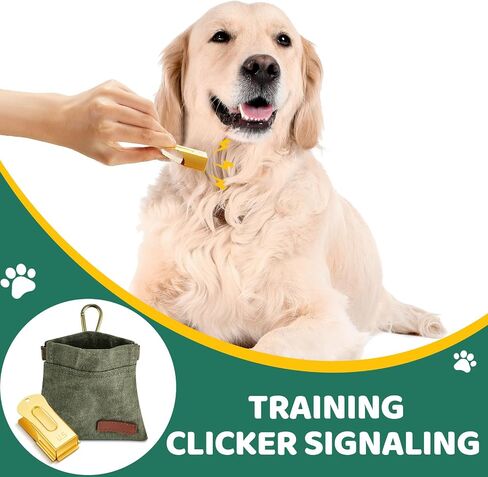 Flutesan 3 Pcs Dog Treat Pouch Training Kit Include 2 Training Clicker Brass Dog Clicker and Dog Treat Pouch Treat Pouches with Clip for Pet Training for Puppy Cats Trainer Pet Owners in Saudi Arabia