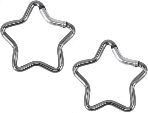 2Pcs Silver Heavy Duty Locking Hook for Camping Fishing Hiking Traveling Aluminum Alloy Carabiner Clip Star Shape Climbing Buckle Non Slip Rubber Pad，Outdoor Recreation Carabiners and Quickdraws in Saudi Arabia