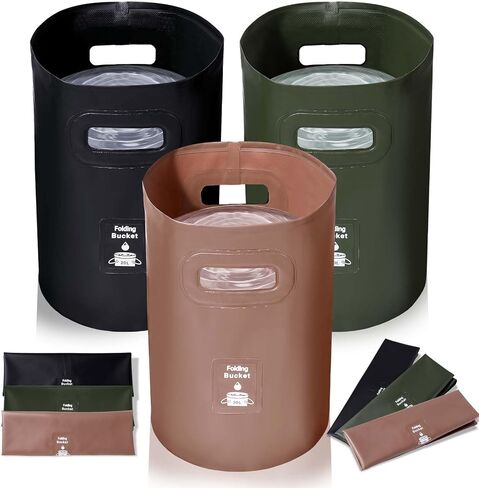 Qinyoung 3 Pack Collapsible Bucket 5 Gallon (20L) Collapsible Wash Basin Folding Water Container with Integrated Handle for Outdoor Travelling Camping Fishing Gardening Car Washing, 3 Colors in Saudi Arabia