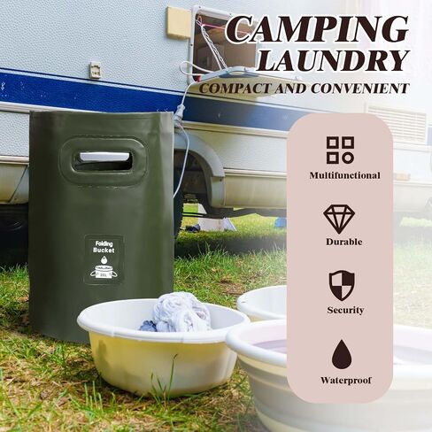 Qinyoung 3 Pack Collapsible Bucket 5 Gallon (20L) Collapsible Wash Basin Folding Water Container with Integrated Handle for Outdoor Travelling Camping Fishing Gardening Car Washing, 3 Colors in Saudi Arabia