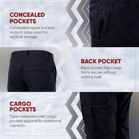 بنطلون تكتيكي للنساء من Vertx Phantom OPS مع جيوب، خفيف الوزن كاجوال في الهواء الطلق مقاوم للماء، ملابس عمل قتالية، عمليات تكتيكية، سروال موحد، ساق مستقيمة، كحلي، 02x34 in Kuwait