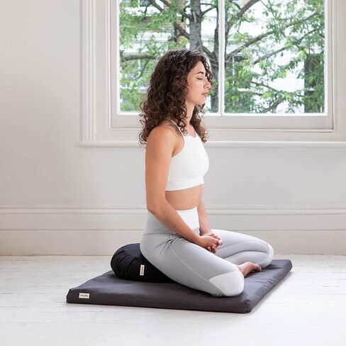 Basaho Zabuton Meditation Mat | Certified Organic Cotton Meditation Floor Mat | Yoga Meditation Mat Padded with Recycled Fibre Filling | Machine Washable Cover | Square Meditation Mat in Saudi Arabia