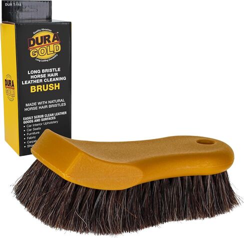 Dura-Gold Long Bristle Horse Hair Leather Cleaning Brush - Scrub Clean Car Interior Upholstery, Seats, Furniture, Fabric, Carpet, Shoes Boots Sneakers - Auto Detailing, Scrubbing Removing Stains, Dirt in Saudi Arabia