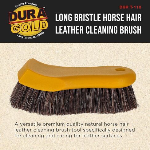 Dura-Gold Long Bristle Horse Hair Leather Cleaning Brush - Scrub Clean Car Interior Upholstery, Seats, Furniture, Fabric, Carpet, Shoes Boots Sneakers - Auto Detailing, Scrubbing Removing Stains, Dirt in Saudi Arabia