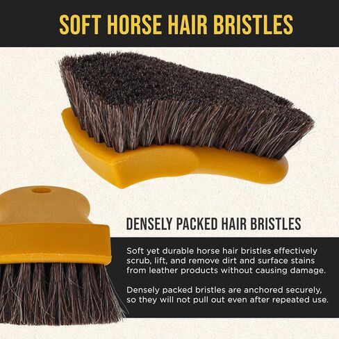 Dura-Gold Long Bristle Horse Hair Leather Cleaning Brush - Scrub Clean Car Interior Upholstery, Seats, Furniture, Fabric, Carpet, Shoes Boots Sneakers - Auto Detailing, Scrubbing Removing Stains, Dirt in Saudi Arabia