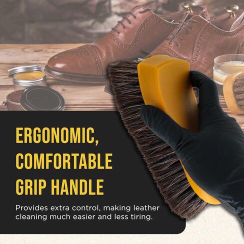 Dura-Gold Long Bristle Horse Hair Leather Cleaning Brush - Scrub Clean Car Interior Upholstery, Seats, Furniture, Fabric, Carpet, Shoes Boots Sneakers - Auto Detailing, Scrubbing Removing Stains, Dirt in Saudi Arabia