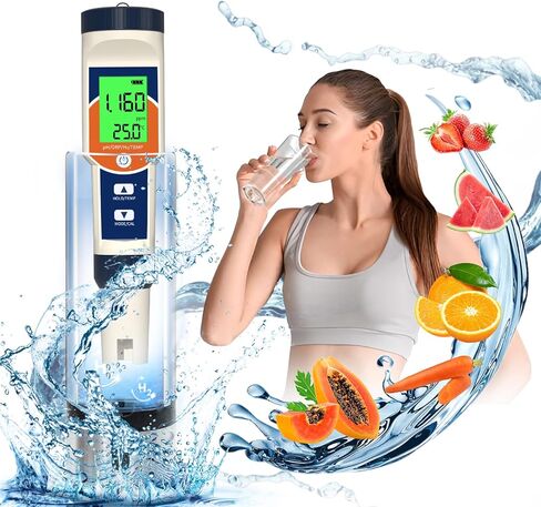 جهاز اختبار مياه الهيدروجين من Yewhick، مجموعة عداد درجة الحرارة 4 في 1 PH ORP H2، جهاز قياس درجة الحرارة H2 PPB/PPM، جهاز اختبار الهيدروجين المذاب لزجاجة مياه الهيدروجين، جهاز قياس درجة الحموضة الهيدروجيني الدقيق لمياه الشرب in Kuwait