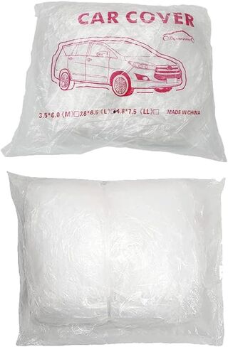 Bocarmo 1 Pack غطاء سيارة للاستعمال مرة واحدة من البلاستيك الشفاف غطاء سيارة عالمي غطاء مرآب غبار المطر مع شريط مطاطي متوسط ​​(12.4 قدم × 21.6 قدم) in Kuwait