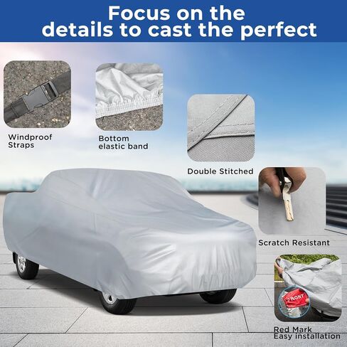 K-Musculo Truck Cover Waterproof All Weather, Heavy Duty Outdoor Pickup Cover Anti-UV Rain Protection, Universal Fit F-150, RAM 1500 Etc.(Length Up to 210 inch) M. in Kuwait