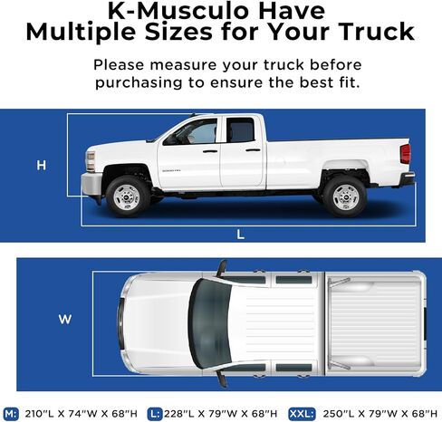 K-Musculo Truck Cover Waterproof All Weather, Heavy Duty Outdoor Pickup Cover Anti-UV Rain Protection, Universal Fit F-150, RAM 1500 Etc.(Length Up to 210 inch) M. in Kuwait