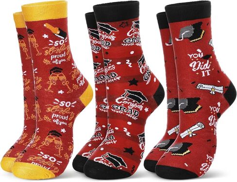 Maiteenly 3 Pairs Novelty Graduation Gifts Socks Class of 2024 Socks Unisex Congrats Grad Socks for Graduates Gift Him Her in Saudi Arabia