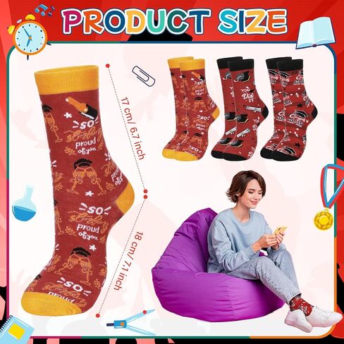 Maiteenly 3 Pairs Novelty Graduation Gifts Socks Class of 2024 Socks Unisex Congrats Grad Socks for Graduates Gift Him Her in Saudi Arabia