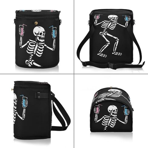 ALAZA Funny Skull Halloween Waterproof Car Trash Can with Lid Cute Car Organizer Bin Insulated Cooler Bag for Back/Front Seat in Saudi Arabia