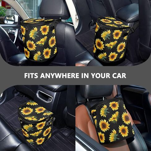 ALAZA Funny Skull Halloween Waterproof Car Trash Can with Lid Cute Car Organizer Bin Insulated Cooler Bag for Back/Front Seat in Saudi Arabia