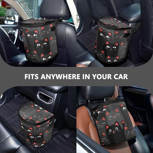 ALAZA Funny Skull Halloween Waterproof Car Trash Can with Lid Cute Car Organizer Bin Insulated Cooler Bag for Back/Front Seat in Kuwait