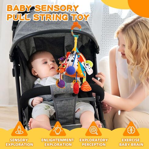 Sensory Toys for Toddlers 1-3,Montessori Toys for 1 Year Old,Baby Pull String Activity Toy, Toddler Fine Motor Skills Stroller Toys,Hanging Infant Travle Toys for 18 Months Girls Boys Gife (steamship) in Saudi Arabia