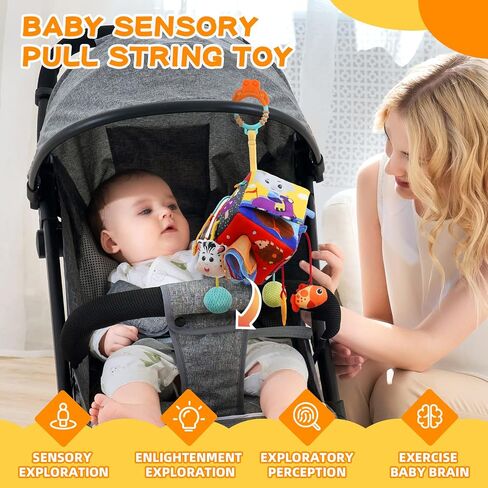 Sensory Toys for Toddlers 1-3,Montessori Toys for 1 Year Old,Baby Pull String Activity Toy, Toddler Fine Motor Skills Stroller Toys,Hanging Infant Travle Toys for 18 Months Girls Boys Gife (steamship) in Saudi Arabia