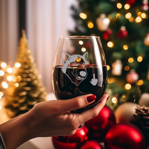 Mothers Day Gifts for Husky Dog Mom, Husky Gifts, Husky Dog Engraved Wine Water Drinking Glass in Kuwait