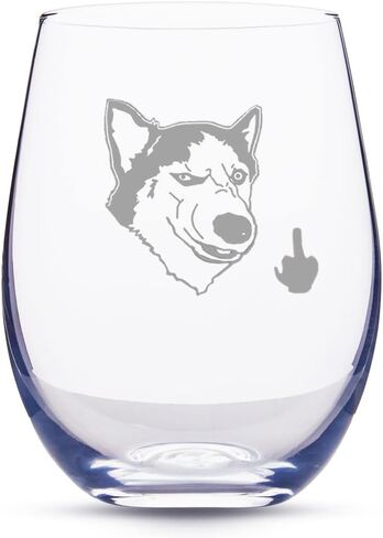 Mothers Day Gifts for Husky Dog Mom, Husky Gifts, Husky Dog Engraved Wine Water Drinking Glass in Kuwait