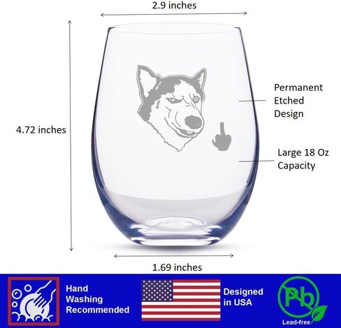 Mothers Day Gifts for Husky Dog Mom, Husky Gifts, Husky Dog Engraved Wine Water Drinking Glass in Kuwait