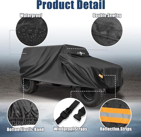 ACROPIX SUV Car Cover Fit for Jeep Wrangler JK JL 2 Door 2007-2017 with Driver Door Snow Rain All Weather Protection - Pack of 1 Black in Saudi Arabia