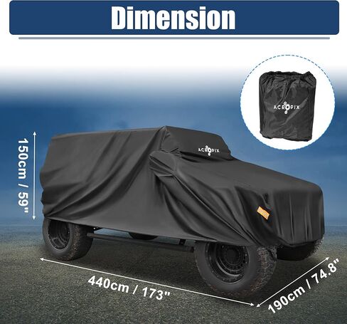 ACROPIX SUV Car Cover Fit for Jeep Wrangler JK JL 2 Door 2007-2017 with Driver Door Snow Rain All Weather Protection - Pack of 1 Black in Saudi Arabia