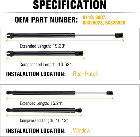 Rear Hatch and Window Lift Support for Nissan Pathfinder 2005-2013 Struts Gas Springs Shocks 6110 6607 4 Pcs in Saudi Arabia