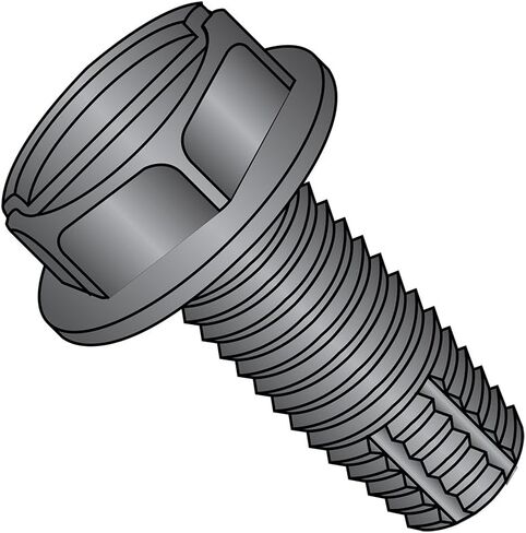 Small Parts 1012FSWB Steel Thread Cutting Screw, Black Oxide Finish, Hex Washer Head, Slotted Drive, Type F, #10-24 Thread Size, 3/4" Length (Pack of 100) in Saudi Arabia