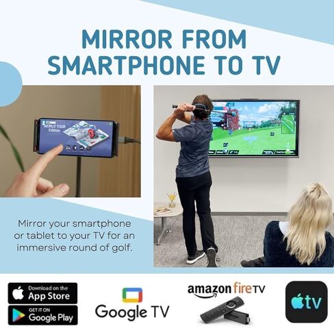 PHIGOLF World Tour Edition - Home Golf Simulator, Access 38,000+ Golf Courses Worldwide. Includes A Compact Weighted Swing Stick, 9-axis Swing Sensor, Supports Android and iOS Devices in Saudi Arabia