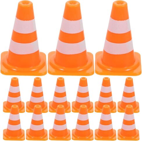 Toddmomy 30Pcs Mini Traffic Cones Miniature Traffic Cones Traffic Barricade Toys for Kids Street Signs Playset in Saudi Arabia