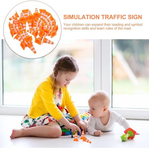 Toddmomy 30Pcs Mini Traffic Cones Miniature Traffic Cones Traffic Barricade Toys for Kids Street Signs Playset in Saudi Arabia