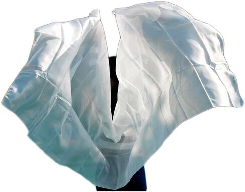 حجاب للرقص الشرقي من الحرير الأبيض النقي من نيميمان للراقصات الشرقيات 100% مادة حرير حقيقية 250114 سم (أبيض)، 2.5 م × 1.14 م in Kuwait