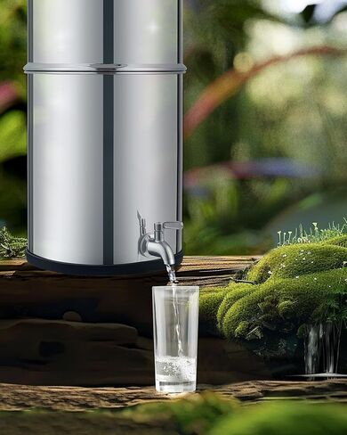 CO-Z Gravity-Fed Water Filter System, 2.25 Gallons Countertop Water Filtration System, 304 Stainless Steel Gravity Water Purifier with 2 Carbon Filters & Water Spigot, NSF/ANSI 42 Certification in Saudi Arabia