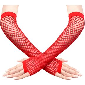 Long Fishnet Gloves for Women Fingerless Mesh Fishing Net Gloves 80s Fish Net Arm Sleeves Halloween Costume Party Accessories in Saudi Arabia