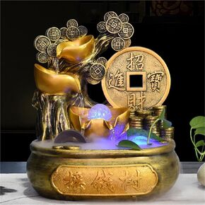 Feng Shui Tabletop Fountain Running Water Wealth Making Circulating Ornaments Opening Gifts Cornucopia Fortune Tree Crystal Ball Money Tree,Home Decor, Housewarming Gift(B(with Mist Maker)) in Saudi Arabia