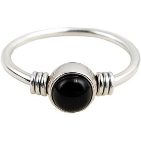 Natural Black Onyx Cabochon Solitaire Ring in 925 Sterling Silver Handmade Minimalist Women’s Jewelry in Saudi Arabia