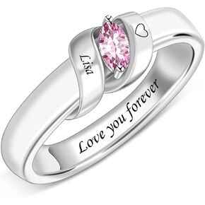 BABOOM Personalized Mothers Ring with 1-6 Marquise Birthstone Rings Customized Birthstone Rings Gift for Women Engraved Family Name Ring Gifts for Mother Grandma Wife in Saudi Arabia