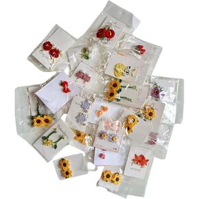 Handmade Crochet Earrings Mystery Box 2 Pairs of Floral Design Earrings Set Fresh and Artistic Handmade Jewelry Unique and Creative Gift in Saudi Arabia