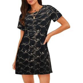 Snake Skin Print Stylish Short Sleeve Nightdress Round Neck Elegance Sleepwear Fits All Body Types in Saudi Arabia