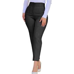 HGps8w سروال بدلة نسائي عالي الخصر أنيق قابل للتمدد نحيل للعمل سروال ضيق مع جيوب in Kuwait