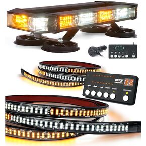 LUMENIX White Amber 72 LED Rooftop Emergency Strobe Light Bar and 70 Inch Running Board Emergency Strobe Lights Strip Bundle in Saudi Arabia