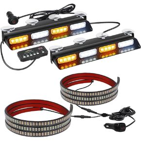 XRIDONSEN Amber White Emergency Dash Windshield Strobe Lights & 2PCS 70 inch Truck Running Board Strobe Lights Strip for Plow Trucks Construction Vehicles Pickup in Saudi Arabia
