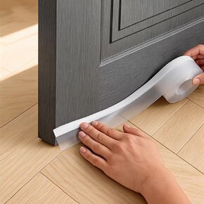Clear Silicone Weather Stripping Seal Door Tape - Strong Adhesive Door & Window Seal Strip for Draft Stopper, Dustproof | Peel & Stick, Removable, No-Residue [33Feet x 35mm] in Kuwait