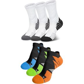 6 أزواج من جوارب الجري للرجال من Hylaea، جوارب Coolmax مبطنة مضادة للبثور للرياضيين، ماصة للرطوبة ومقاس بدون خياطة مقاس XL رمادي فاتح ورمادي داكن وأسود وبرتقالي وأخضر وأزرق in Kuwait