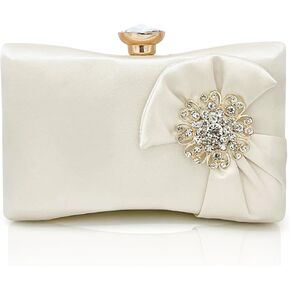 Floral Satin Box Clutch Purse for Women | Elegant Crystal Clasp Formal Handbag for Wedding Bridesmaid Party Prom in Saudi Arabia