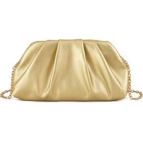 Pleated Clutch Bag - Soft PU Cloud Evening Bag with Detachable Chain Strap, Perfect for Weddings and Parties in Saudi Arabia