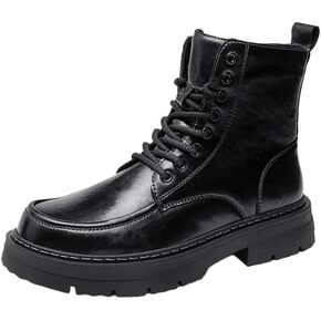 Men's Casual Leather Boots High-top work Shoes Thick-soled Lace-up Versatile Comfortable Breathable Non-slip wear-resistant Oxford Shoes for Men in Kuwait
